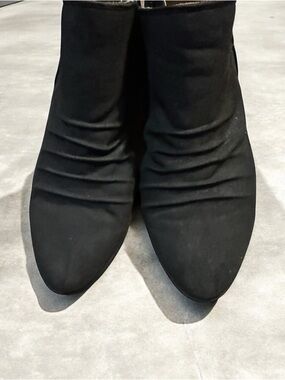 Life Stride Black Suede-Look Ankle Booties